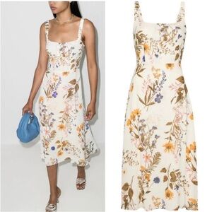 Reformation Camari Cream Floral Midi Dress